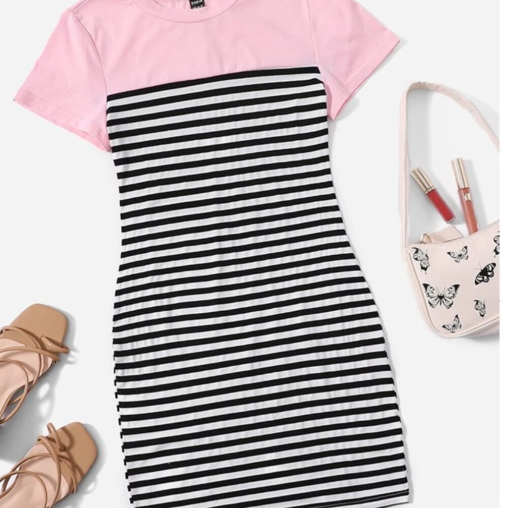 NEW!  Size L Striped Bodycon Dress